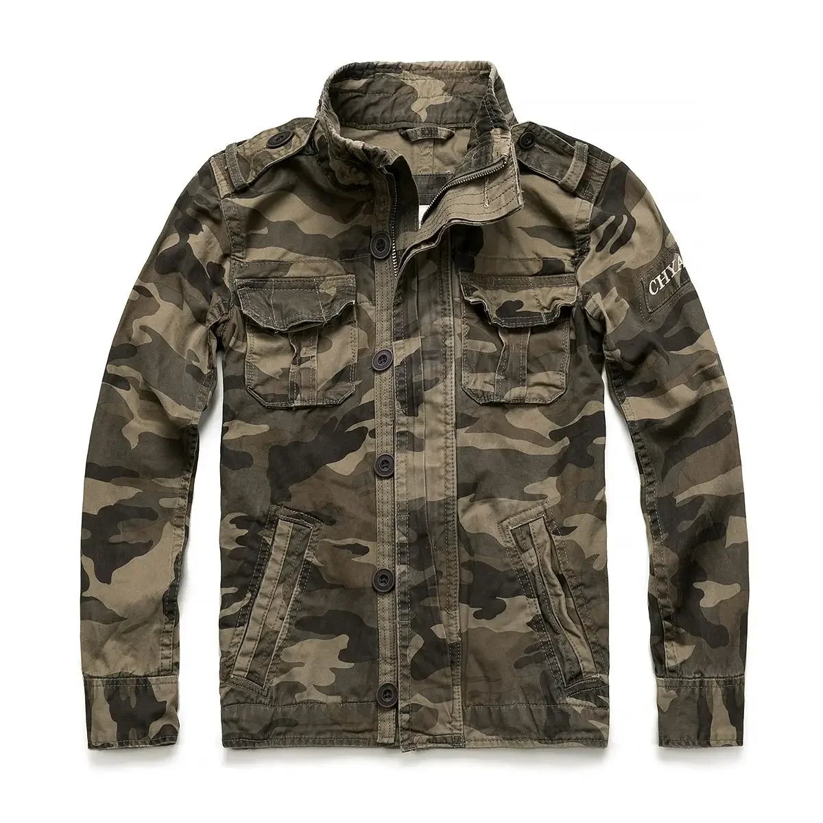 Military Denim Jacket Men Retro Camo Multi-pockets Mens Cowboy Jackets