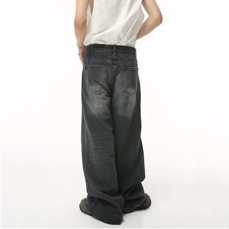Streetwear Vintage Y2k Men’s Jeans Black Baggy Trousers New Wide Leg
