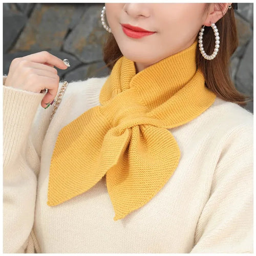 Autumn Winter Scarf Soft Neck Scarf Girls Knitted Sweater Bowtie Women