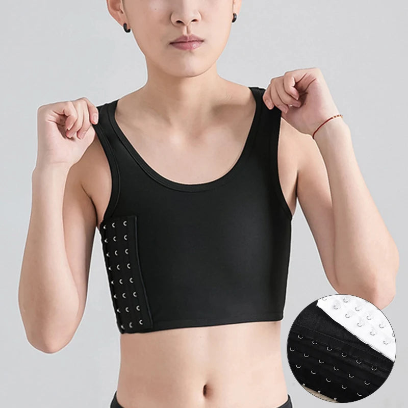 Flat Breast Binder Underwear Women Seamless Side Buckle Shorts Vest