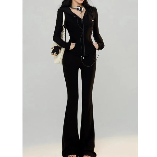 Pink Sweet 2 Pcs Pants Sets for Women Hooded Sweater & Pants Casual