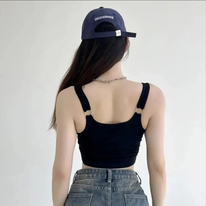 Women Crop Top Summer Y2K Lrregular Hem Slim Tank Tops Casual Sexy