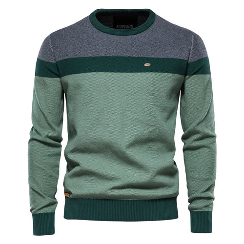 AIOPESON Spliced Cotton Sweater Men Casual O-neck High Quality