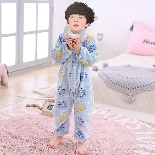 Kids Onesie Boys Girls Long Sleeve Flannel Pajamas Children Winter