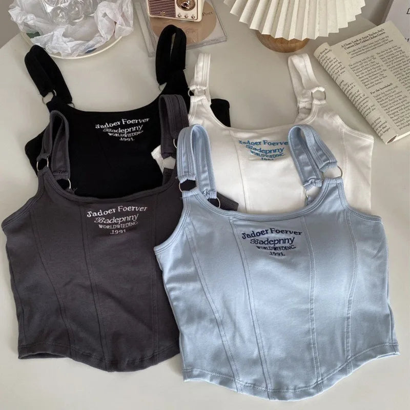 Women Crop Top Summer Y2K Lrregular Hem Slim Tank Tops Casual Sexy