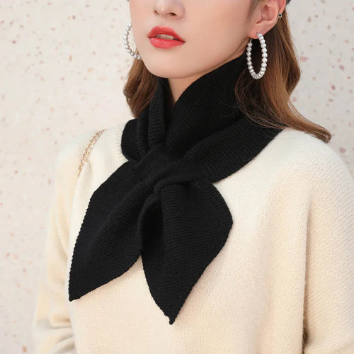Autumn Winter Scarf Soft Neck Scarf Girls Knitted Sweater Bowtie Women