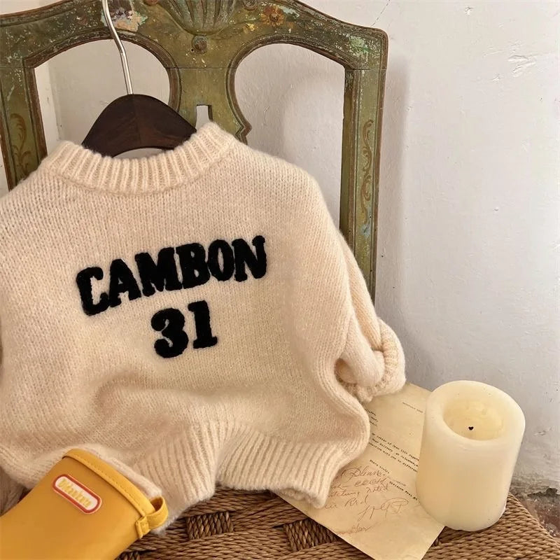 Fashion Baby Girl Boy Letter Embroidery Sweater Winter Spring Infant
