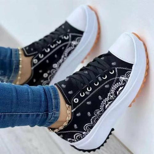 Fashion Casual Sport Shoes Pattern Canvas Women Sneakers