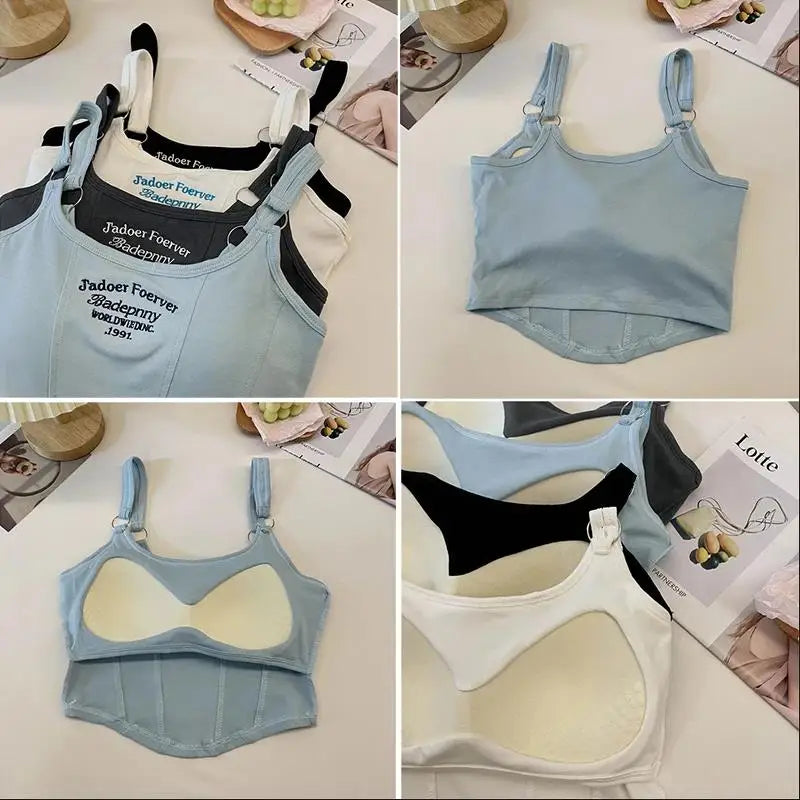 Women Crop Top Summer Y2K Lrregular Hem Slim Tank Tops Casual Sexy