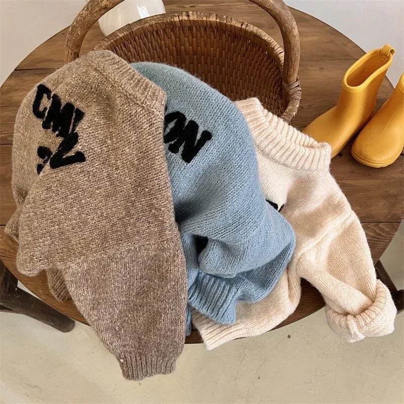 Fashion Baby Girl Boy Letter Embroidery Sweater Winter Spring Infant