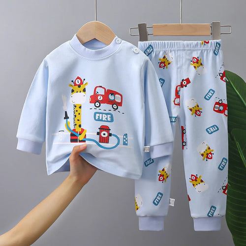 2023 New Kids Autumn Warm Pajamas Baby Boys Girls Cartoon Dinosaur