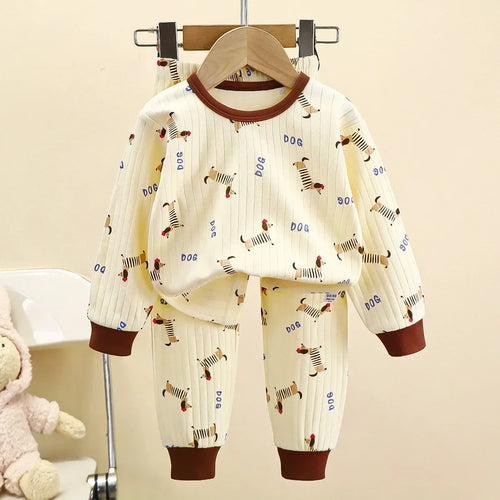 Kids Boys Girls Pure Cotton Warm Pajamas Cute Cartoon Long Sleeve