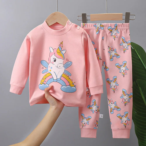 2023 New Kids Autumn Warm Pajamas Baby Boys Girls Cartoon Dinosaur