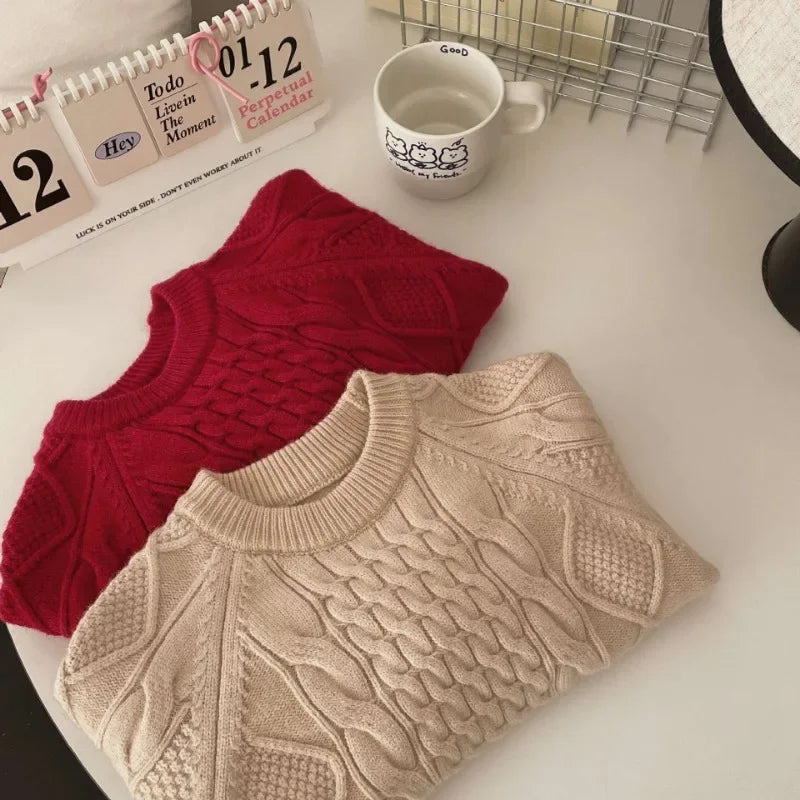 2024 Fall Winter Kids Christmas sweater Vintage knitted Twists