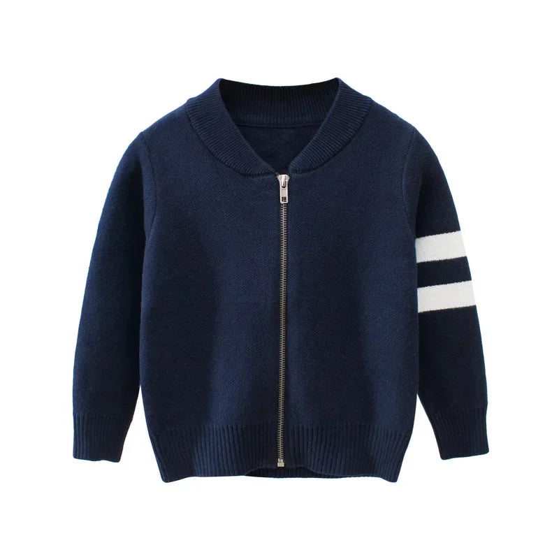 2025 Winter New Boys Sweaters Casual Long Sleeve V-Neck Knit Cardigan