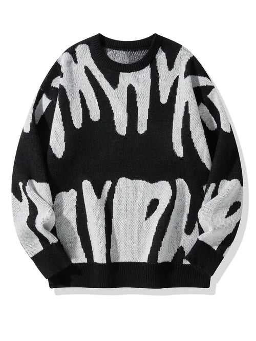 New Popular Autumn Winter Irregular Jacquard Pattern Pullover Sweater