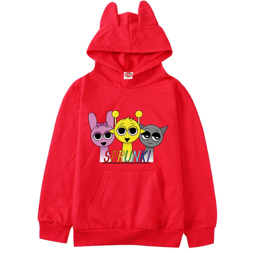 Cartoon Sprunki Hoodie Kids Spring Fall Clothes Baby Girls Hooded