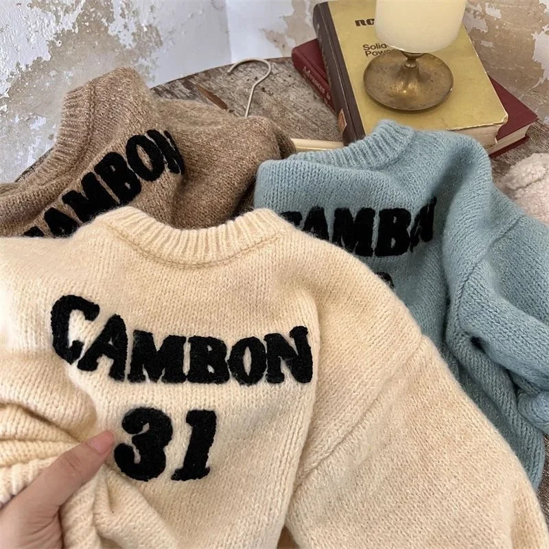 Fashion Baby Girl Boy Letter Embroidery Sweater Winter Spring Infant
