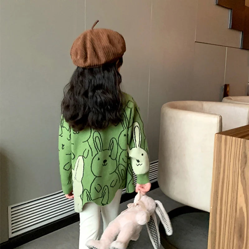 Girls Sweater Wool Coat Knitwear 2022 Beautiful Thicken Warm Winter