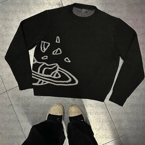 2024 sweater planet cosmic star knit jumper teen y2k clothes traf