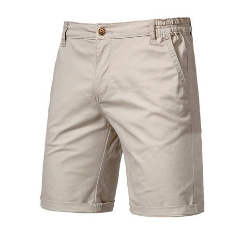 2021 New Summer 100% Cotton Solid Shorts Men High Quality Casual