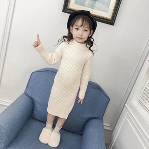 Autumn Winter Teen Girls Sweater Dress New Fashion Long Style Woolen