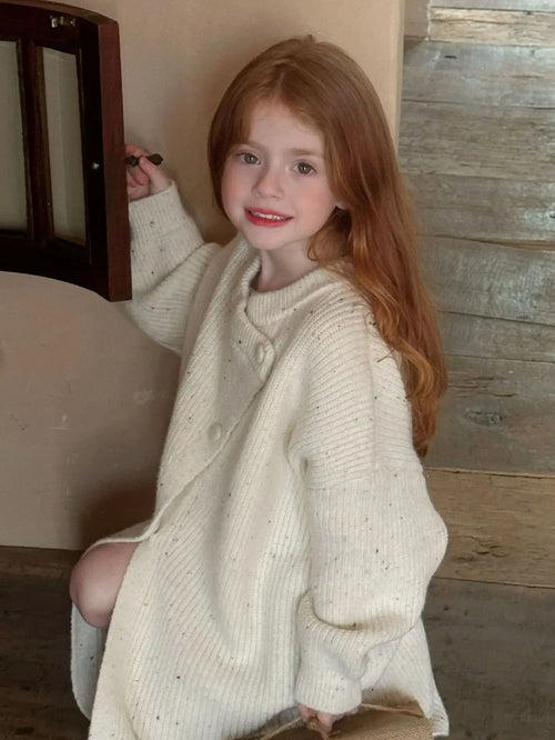 Girls Winter Clothes Autumn Knitted Sweater Wool Keep Warm Long-style