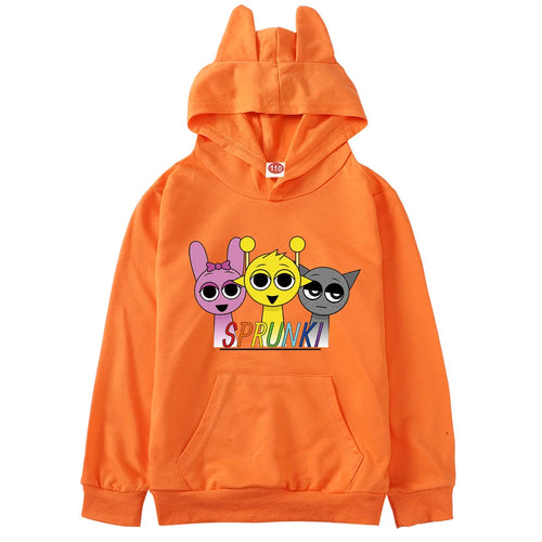 Cartoon Sprunki Hoodie Kids Spring Fall Clothes Baby Girls Hooded