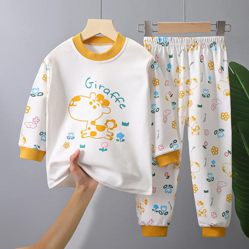 2023 New Kids Autumn Warm Pajamas Baby Boys Girls Cartoon Dinosaur