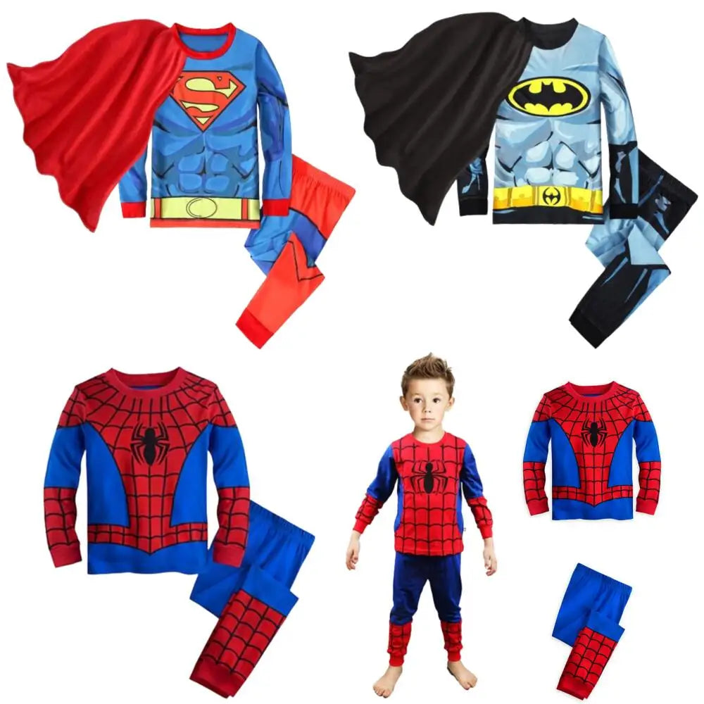Children Super Hero Captain America Batman Cosplay Pajamas Cartoon