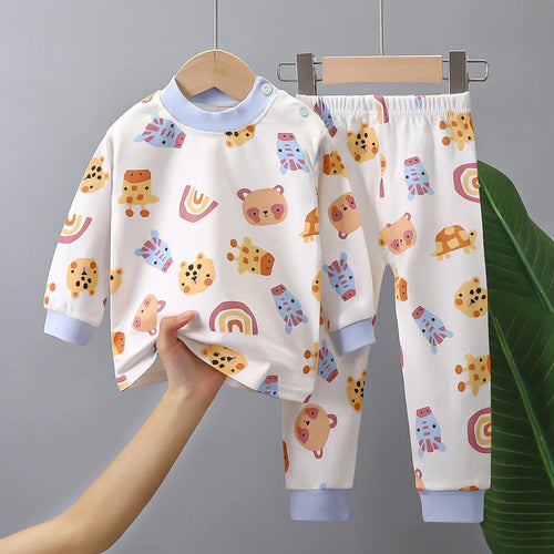 2023 New Kids Autumn Warm Pajamas Baby Boys Girls Cartoon Dinosaur