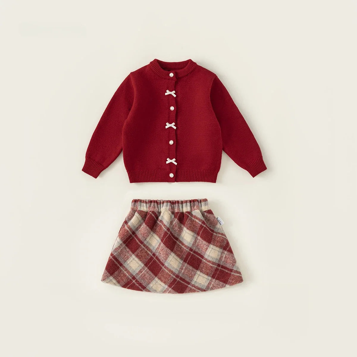 Childrens Clothing Girls Sweater Red Autumn New Item Baby Bow Round