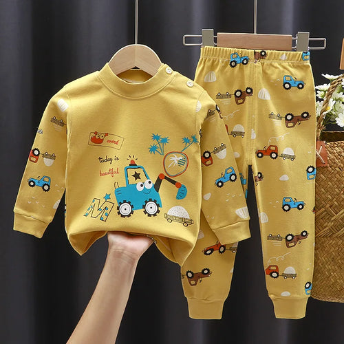 2023 New Kids Autumn Warm Pajamas Baby Boys Girls Cartoon Dinosaur