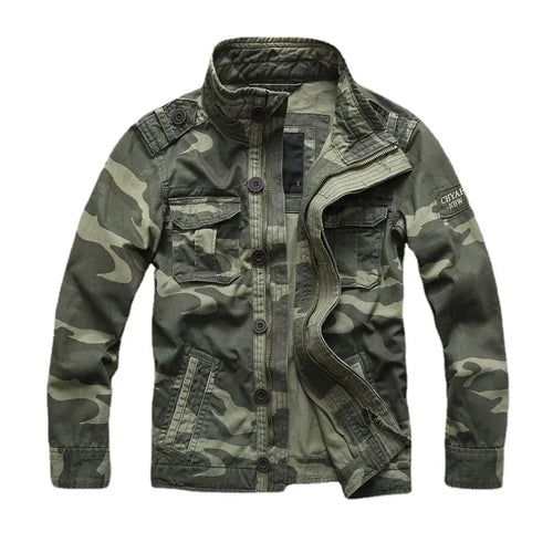 Military Denim Jacket Men Retro Camo Multi-pockets Mens Cowboy Jackets