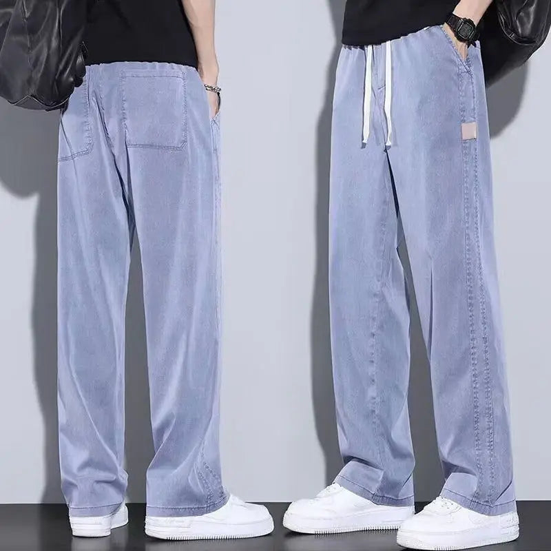 Men‘s Ice silk jeans Summer Straight Pants Men&