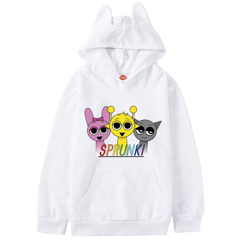 Cartoon Sprunki Hoodie Kids Spring Fall Clothes Baby Girls Hooded