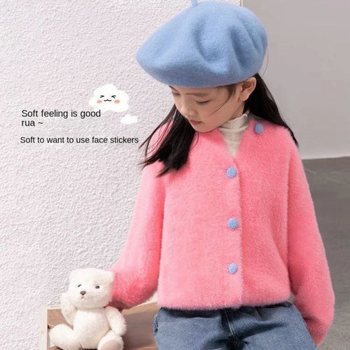 1-13 Years Toddler Kids Imitation Mink Fur Sweater Jackets for Girls