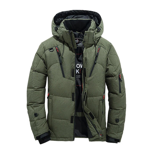 Winter Down Jacket Men White Duck Coat Windproof Warm Travel Camping