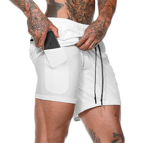 Men Sport Shorts Sportswear Double-deck Running Shorts 2 In 1 Beach