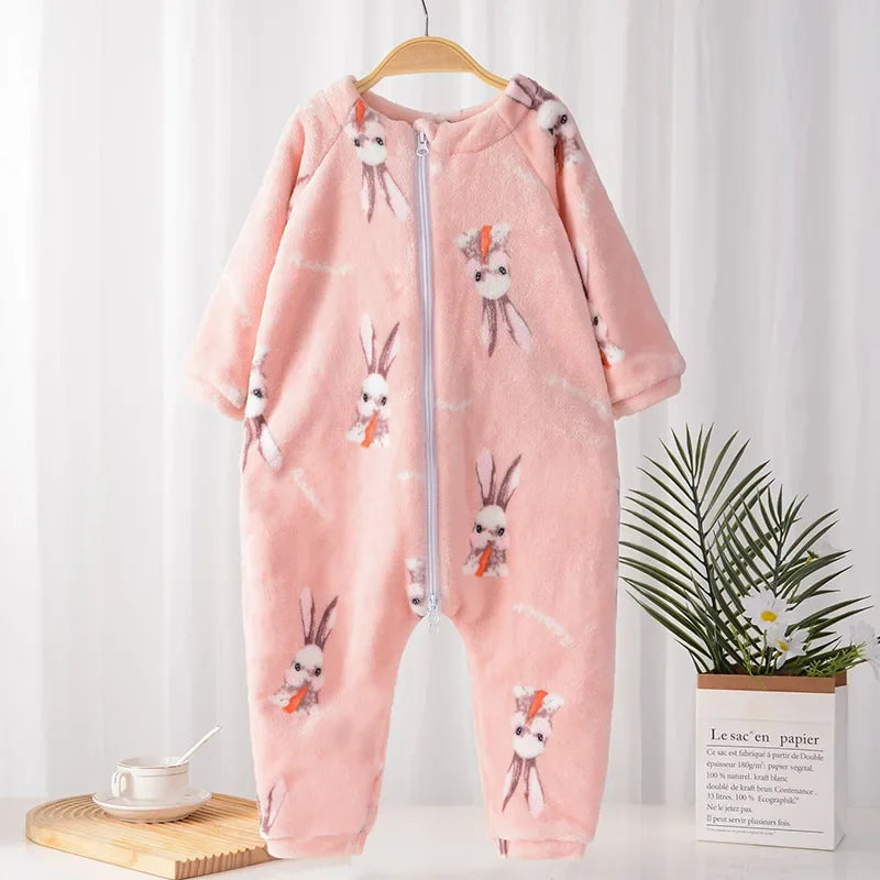 Kids Onesie Boys Girls Long Sleeve Flannel Pajamas Children Winter