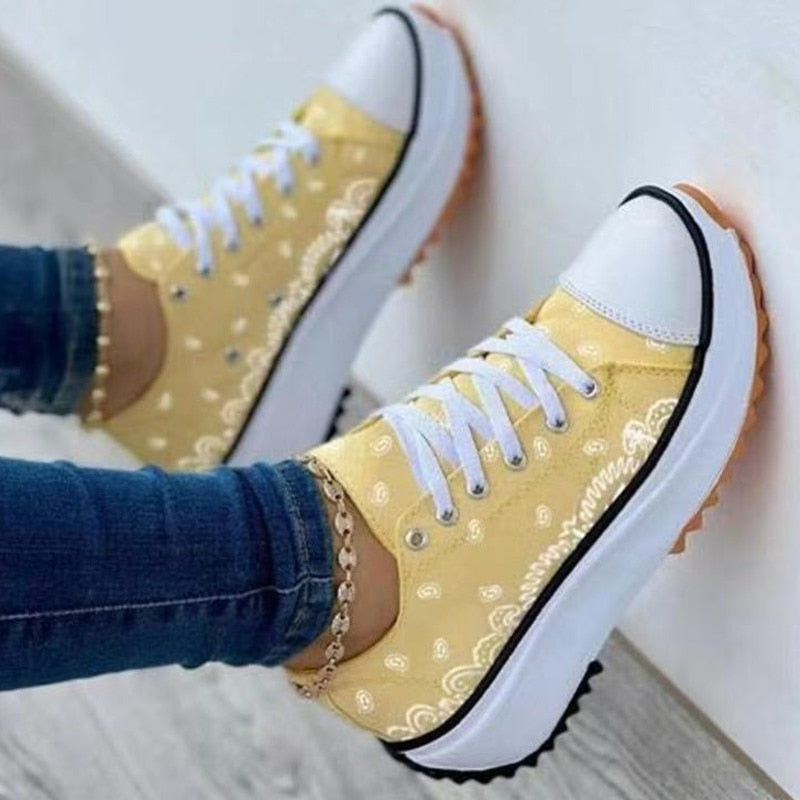 Fashion Casual Sport Shoes Pattern Canvas Women Sneakers