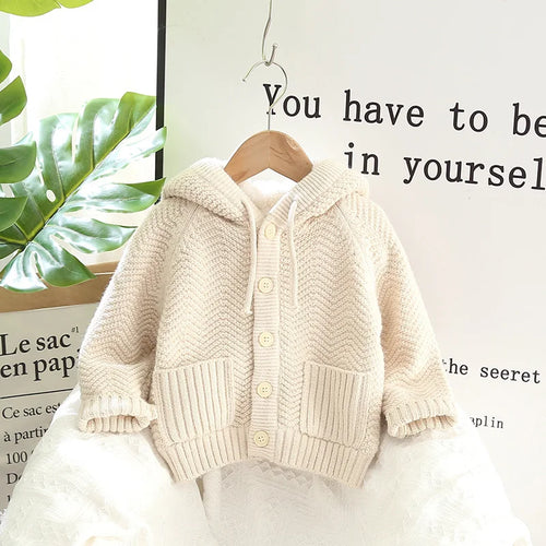 MILANCEL Winter Kids Sweaters Fur Lining Girls Cardigans Warm Boys