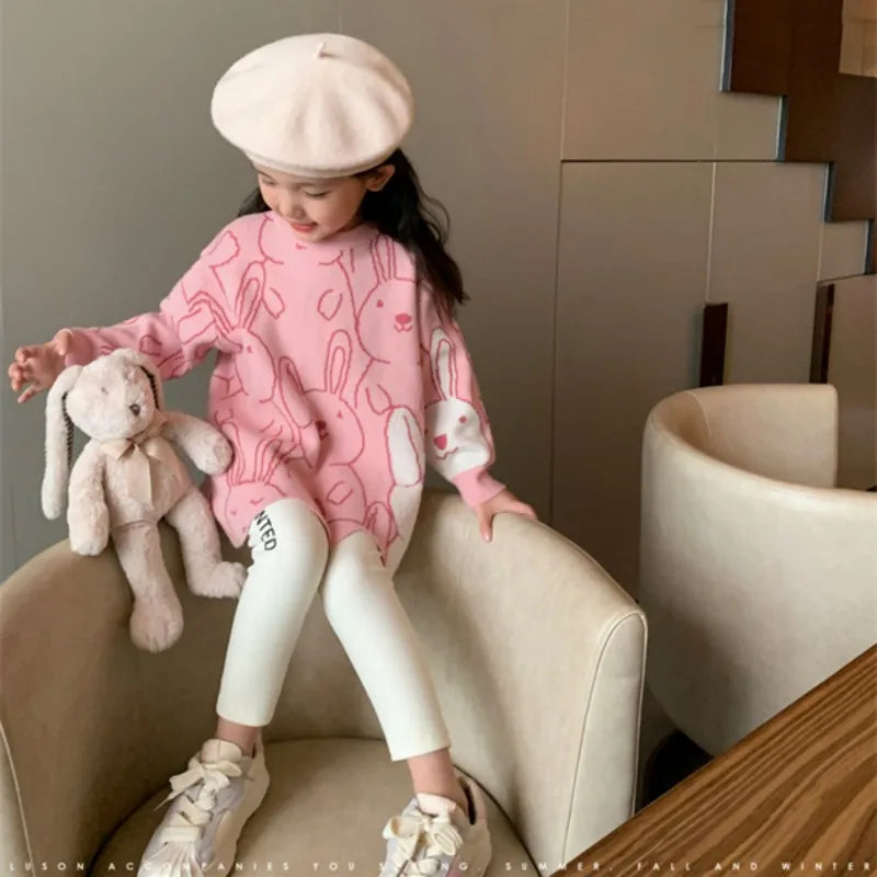 Girls Sweater Wool Coat Knitwear 2022 Beautiful Thicken Warm Winter
