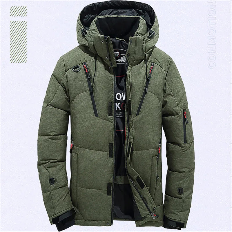 Winter Down Jacket Men White Duck Coat Windproof Warm Travel Camping
