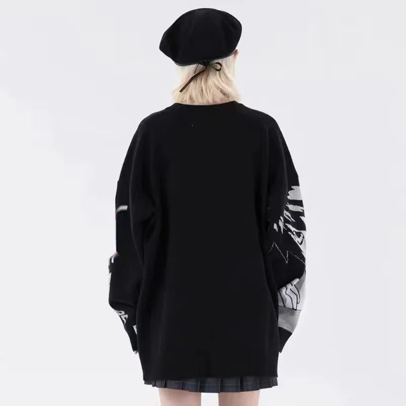 Y2K Women Hip Hop Streetwear Harajuku Sweater Vintage Japanese Style