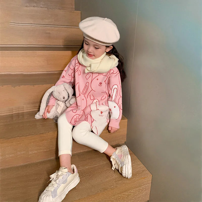 Girls Sweater Wool Coat Knitwear 2022 Beautiful Thicken Warm Winter
