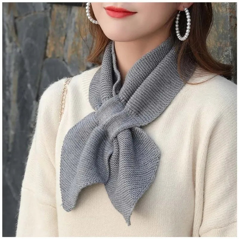 Autumn Winter Scarf Soft Neck Scarf Girls Knitted Sweater Bowtie Women
