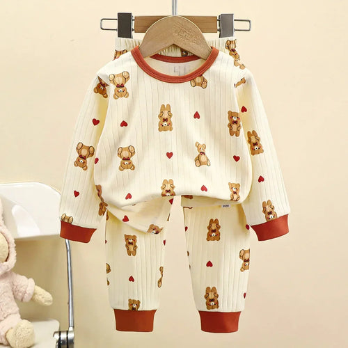 Kids Boys Girls Pure Cotton Warm Pajamas Cute Cartoon Long Sleeve