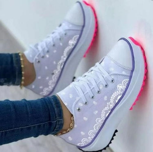 Fashion Casual Sport Shoes Pattern Canvas Women Sneakers