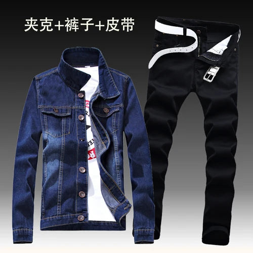 2022 Autumn New Mens Denim Jacket Jeans Pants Slim Fit Pencil Pant